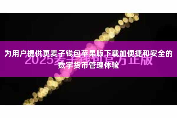 为用户提供更麦子钱包苹果版下载加便捷和安全的数字货币管理体验
